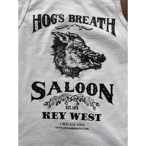 HOGS BREATH SALOON Tank Top White SML Key West Florida Better than No Breath VTG - Picture 3 of 8